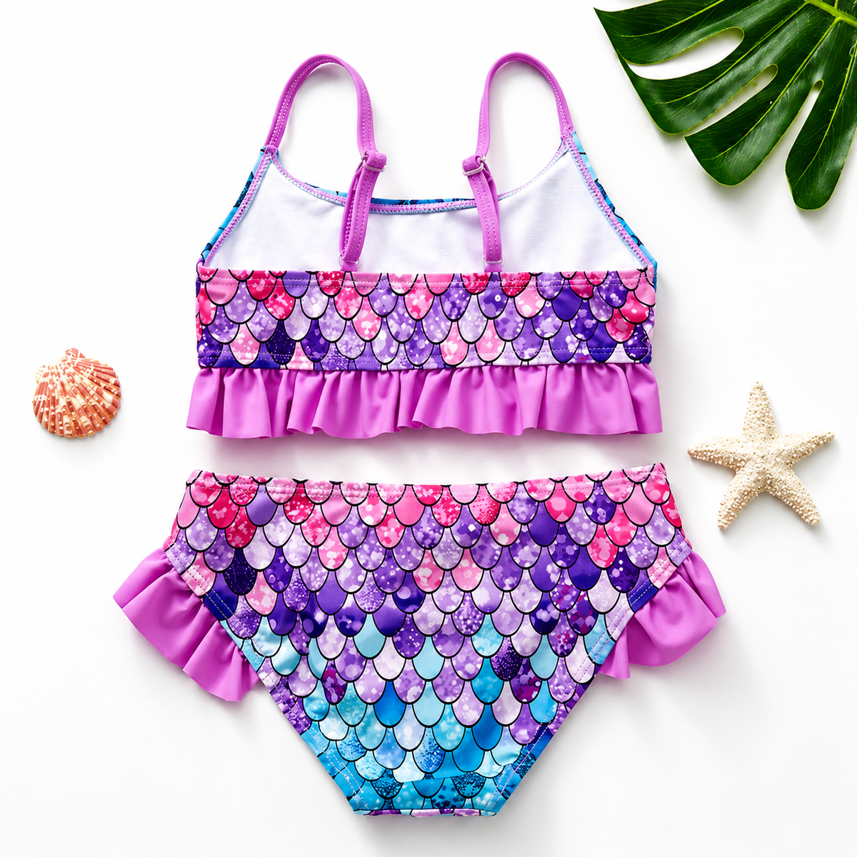 Girls' Two-Piece Ruffle Bikini Swimsuit for Kids - Cute