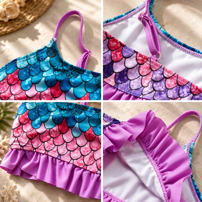 Girls' Two-Piece Ruffle Bikini Swimsuit for Kids - Cute
