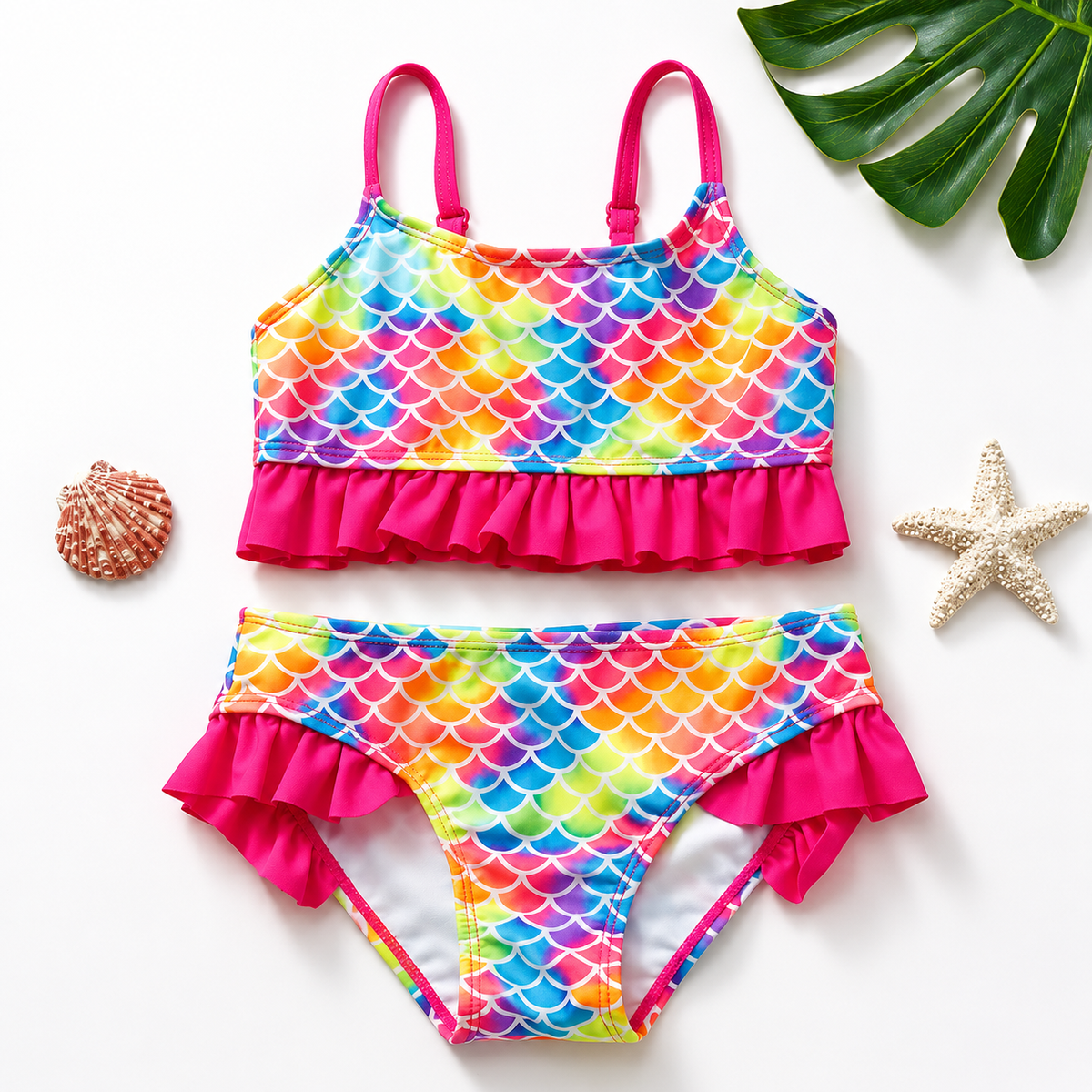 Girls' Two-Piece Ruffle Bikini Swimsuit for Kids - Cute