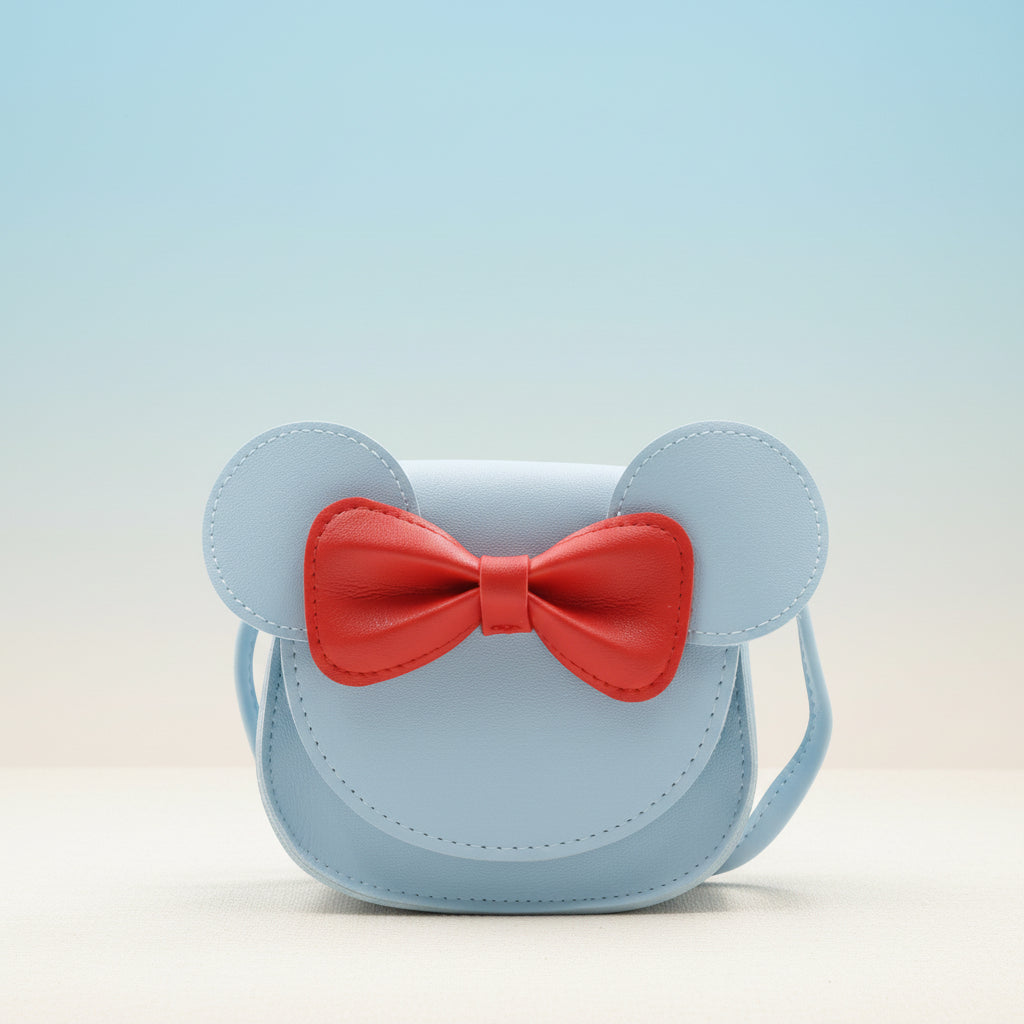 Girls' Cute Mouse Crossbody Bag with Bow - Mini PU Leather Handbag
