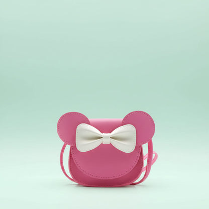 Girls' Cute Mouse Crossbody Bag with Bow - Mini PU Leather Handbag