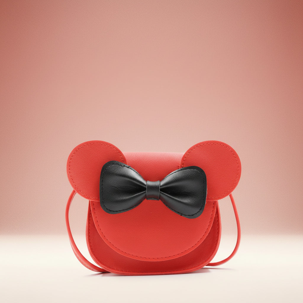Girls' Cute Mouse Crossbody Bag with Bow - Mini PU Leather Handbag