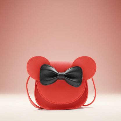 Girls' Cute Mouse Crossbody Bag with Bow - Mini PU Leather Handbag