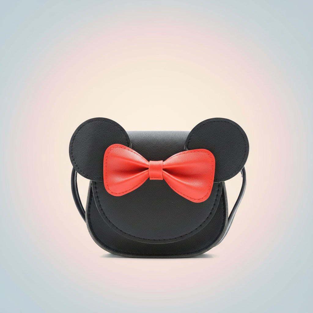 Girls' Cute Mouse Crossbody Bag with Bow - Mini PU Leather Handbag
