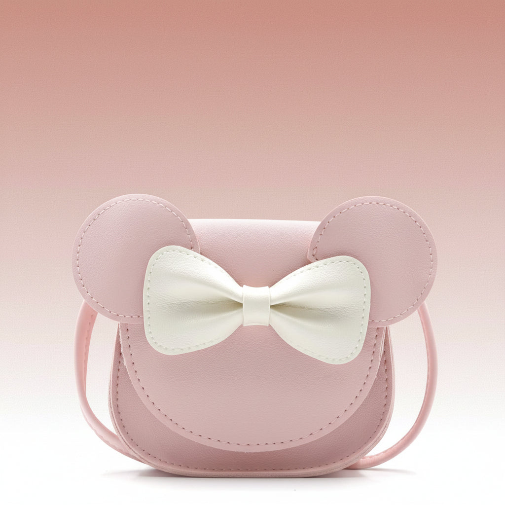 Girls' Cute Mouse Crossbody Bag with Bow - Mini PU Leather Handbag