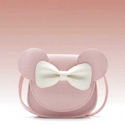 Girls' Cute Mouse Crossbody Bag with Bow - Mini PU Leather Handbag