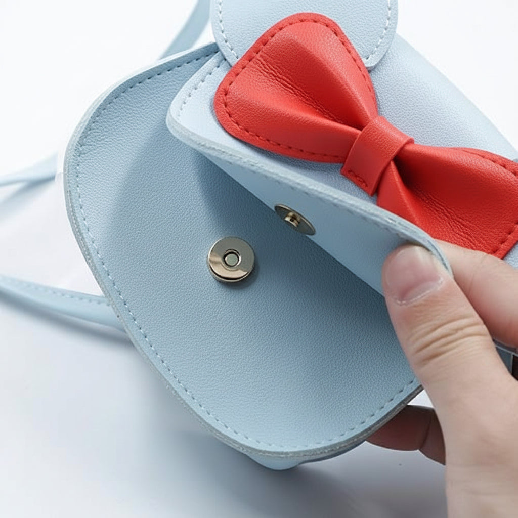 Girls' Cute Mouse Crossbody Bag with Bow - Mini PU Leather Handbag
