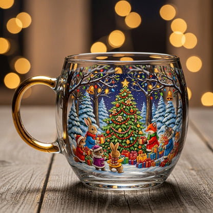 Christmas Glass Mug with Winter Motifs - Festive Cup for Hot Beverages