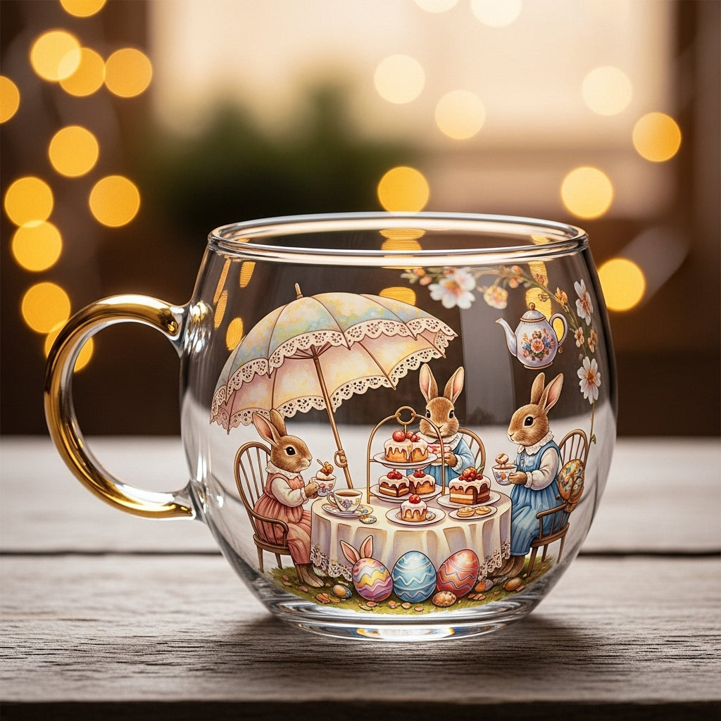 Christmas Glass Mug with Winter Motifs - Festive Cup for Hot Beverages