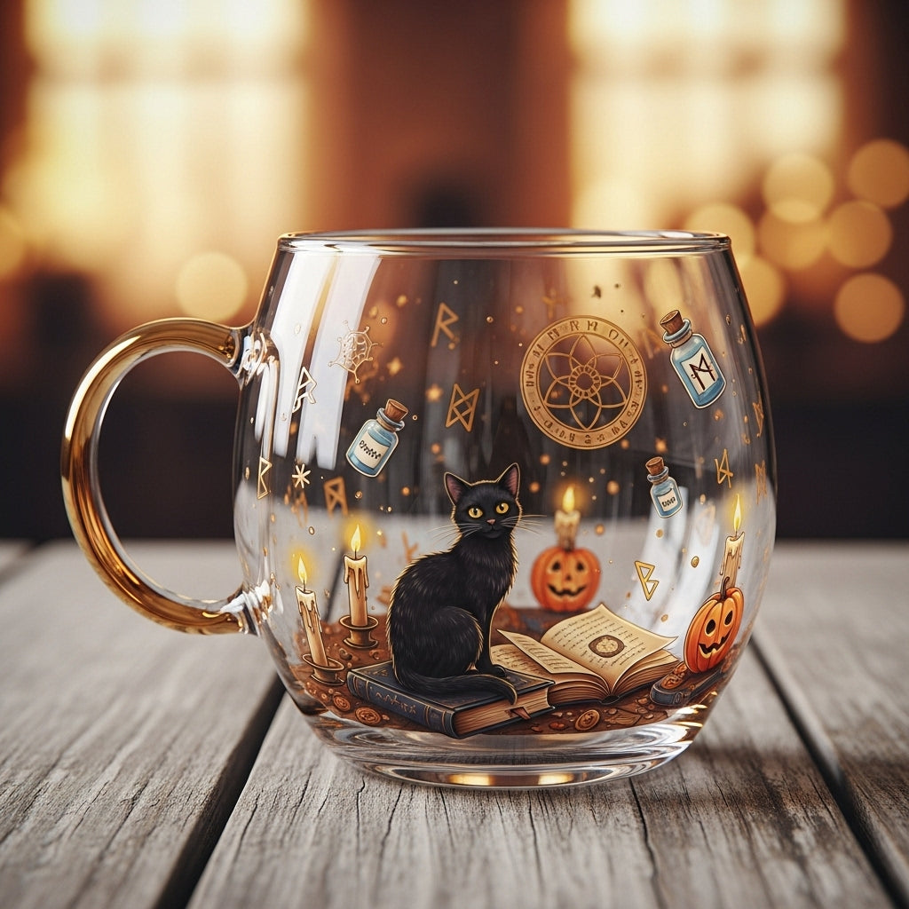 Christmas Glass Mug with Winter Motifs - Festive Cup for Hot Beverages