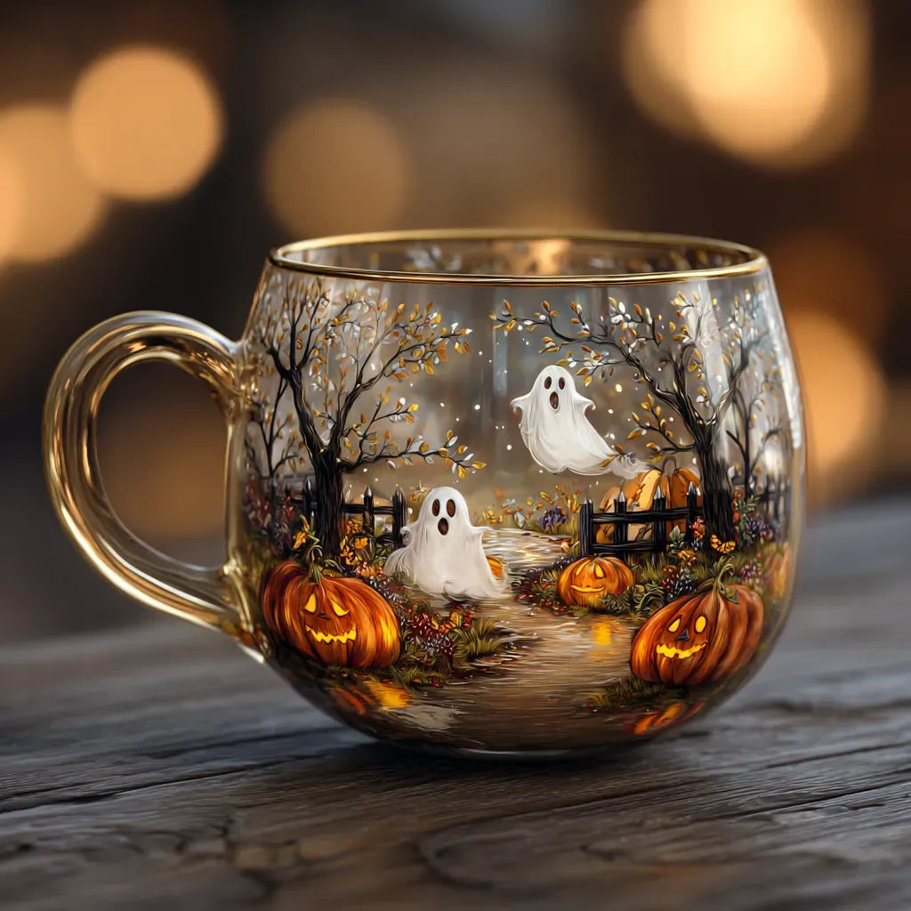 Christmas Glass Mug with Winter Motifs - Festive Cup for Hot Beverages