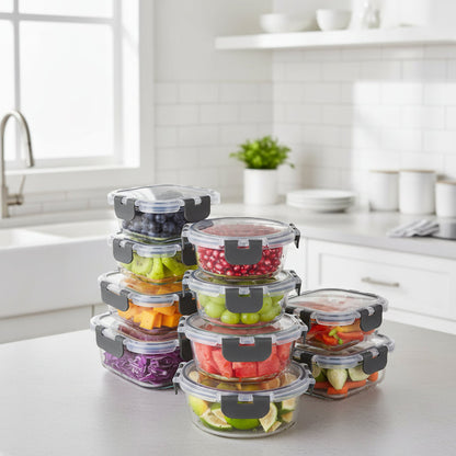 Airtight Borosilicate Glass Food Storage Containers – Meal-Prep Set