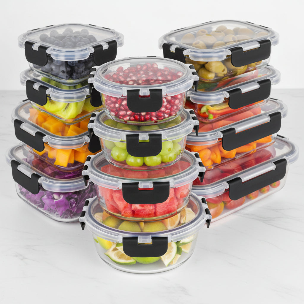 Airtight Borosilicate Glass Food Storage Containers – Meal-Prep Set