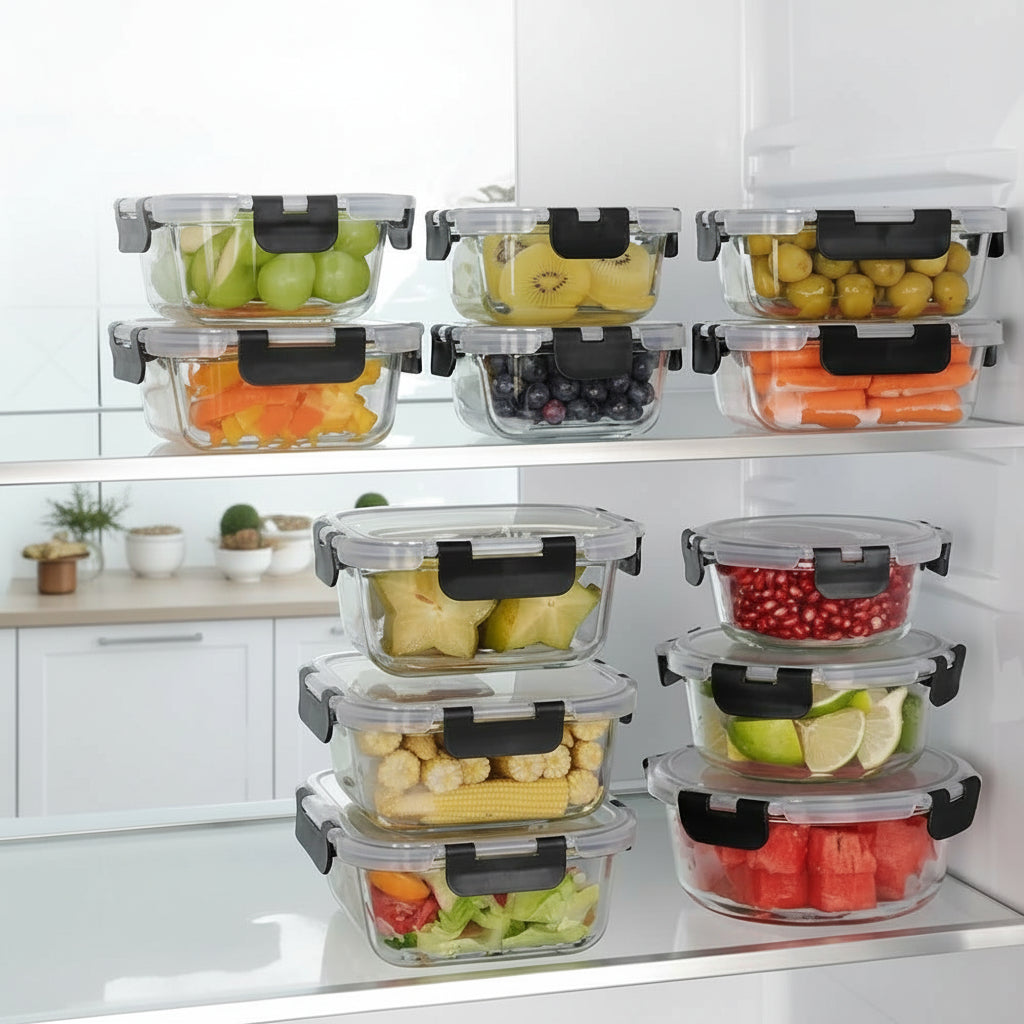 Airtight Borosilicate Glass Food Storage Containers – Meal-Prep Set