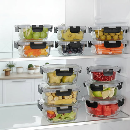 Airtight Borosilicate Glass Food Storage Containers – Meal-Prep Set