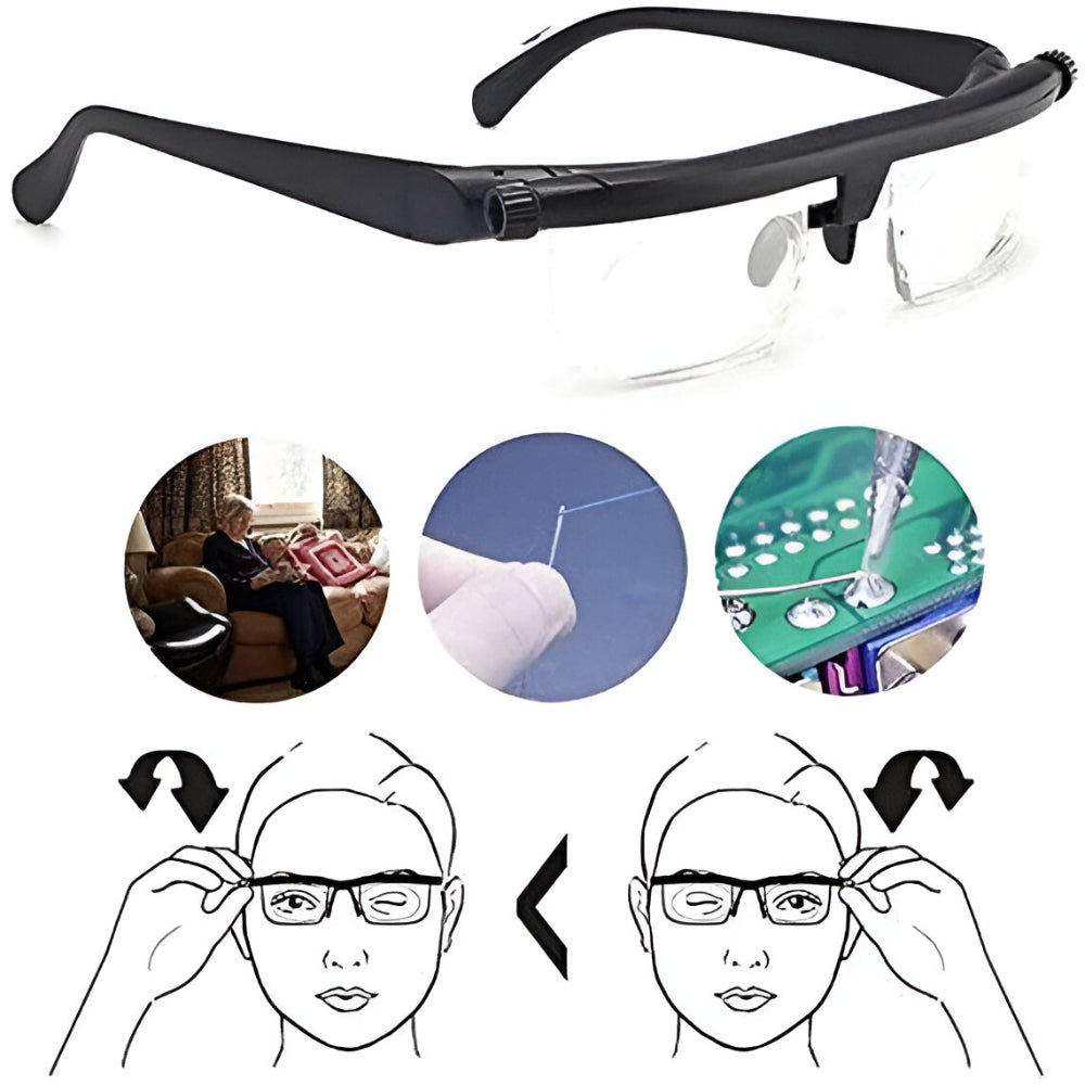 Adjustable Focus Glasses - Vision Tool for Reading, Driving, and More