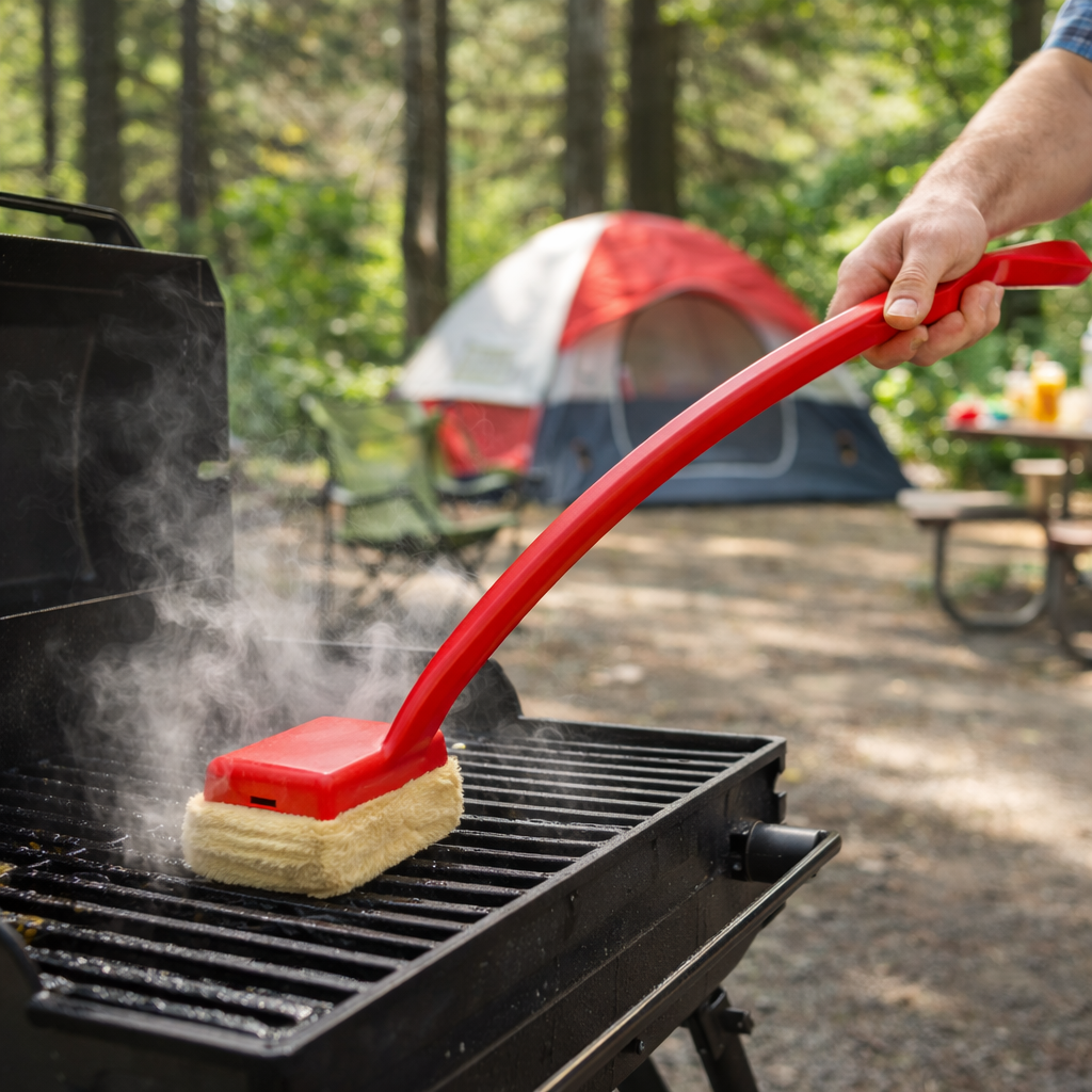 Bristle-Free Steam Grill Cleaning Brush with Long Handle for Effortless Deep Cleaning