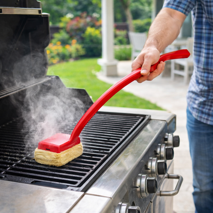 Bristle-Free Steam Grill Cleaning Brush with Long Handle for Effortless Deep Cleaning