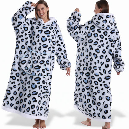 Cozy Halloween Sherpa Hoodie Blanket with Print - Oversized Wearable Throw
