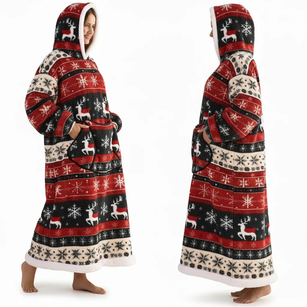 Cozy Halloween Sherpa Hoodie Blanket with Print - Oversized Wearable Throw