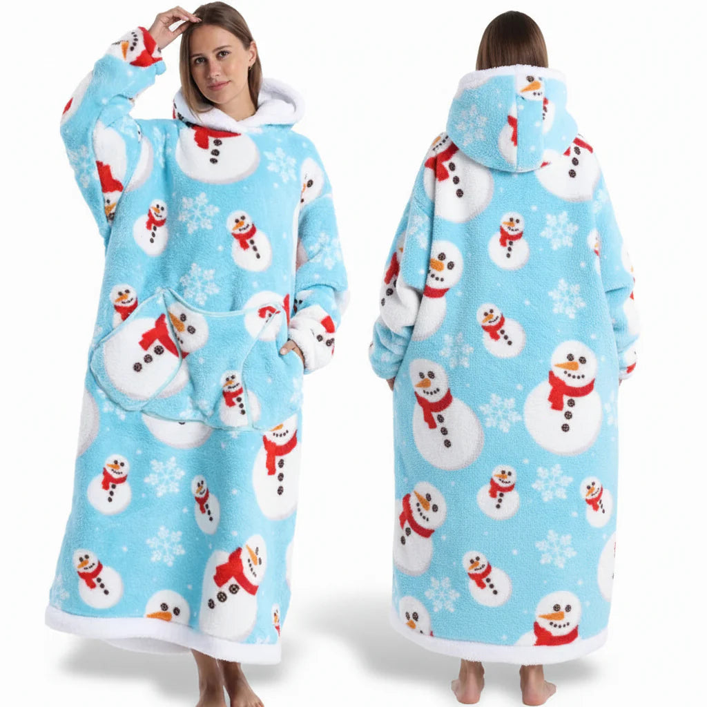 Cozy Halloween Sherpa Hoodie Blanket with Print - Oversized Wearable Throw