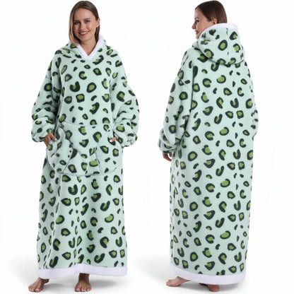 Cozy Halloween Sherpa Hoodie Blanket with Print - Oversized Wearable Throw