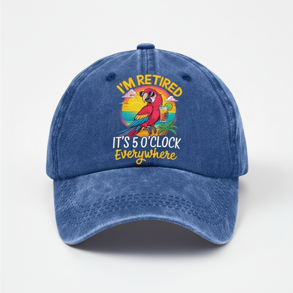 Casual Washed Adjustable Baseball Cap with Embroidered Design