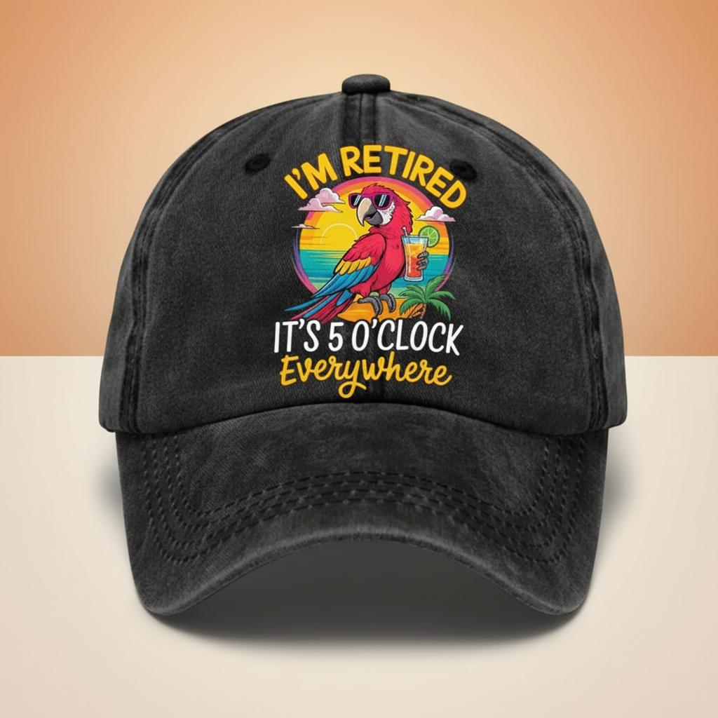 Casual Washed Adjustable Baseball Cap with Embroidered Design