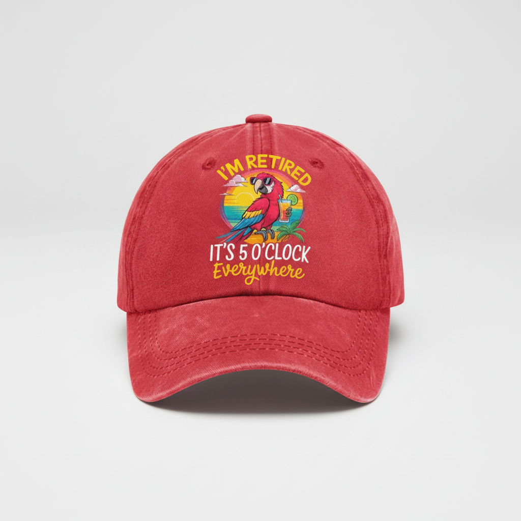 Casual Washed Adjustable Baseball Cap with Embroidered Design