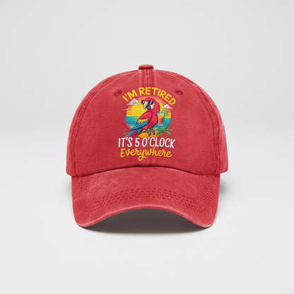 Casual Washed Adjustable Baseball Cap with Embroidered Design