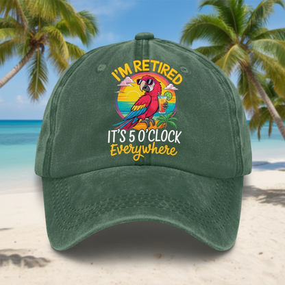 Casual Washed Adjustable Baseball Cap with Embroidered Design