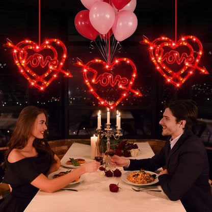 Battery-Powered LED Heart Window Lights with Suction Cups – Romantic Home Decor