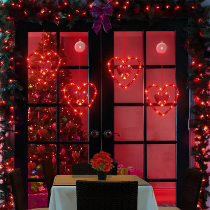 Battery-Powered LED Heart Window Lights with Suction Cups – Romantic Home Decor