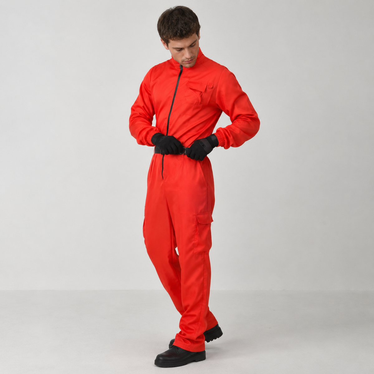 Adult Halloween Guard Costume with Mask and Jumpsuit