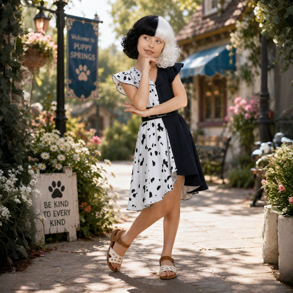 Dalmatian Halloween Costume Dress with Cape - Cosplay