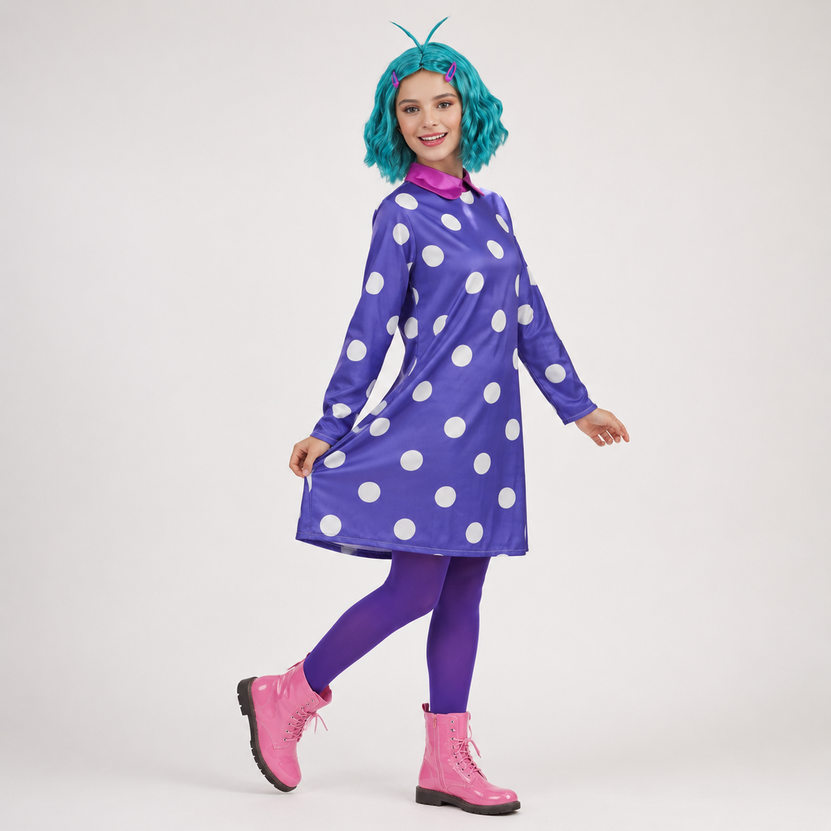 Glam Polka Dot Halloween Dress with Wig – Complete Cosplay