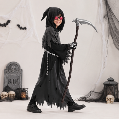 Halloween Grim Reaper Hooded Robe Costume Set – Spooky,