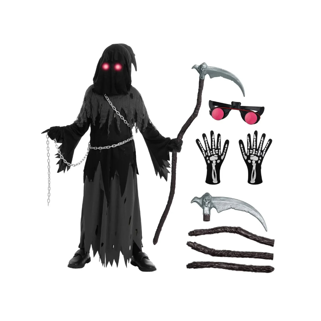 Halloween Grim Reaper Hooded Robe Costume Set – Spooky,