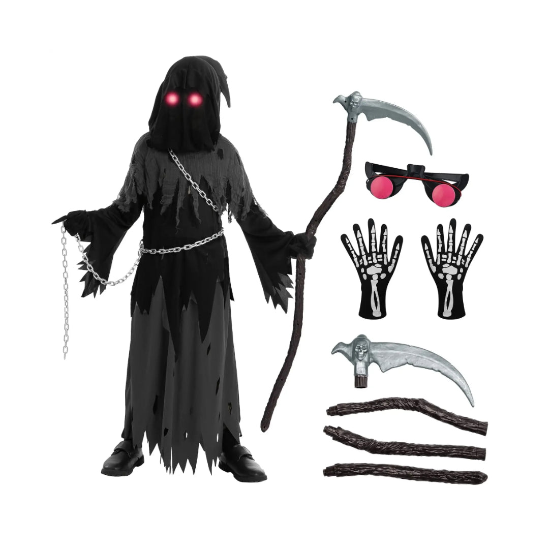 Halloween Grim Reaper Hooded Robe Costume Set – Spooky,