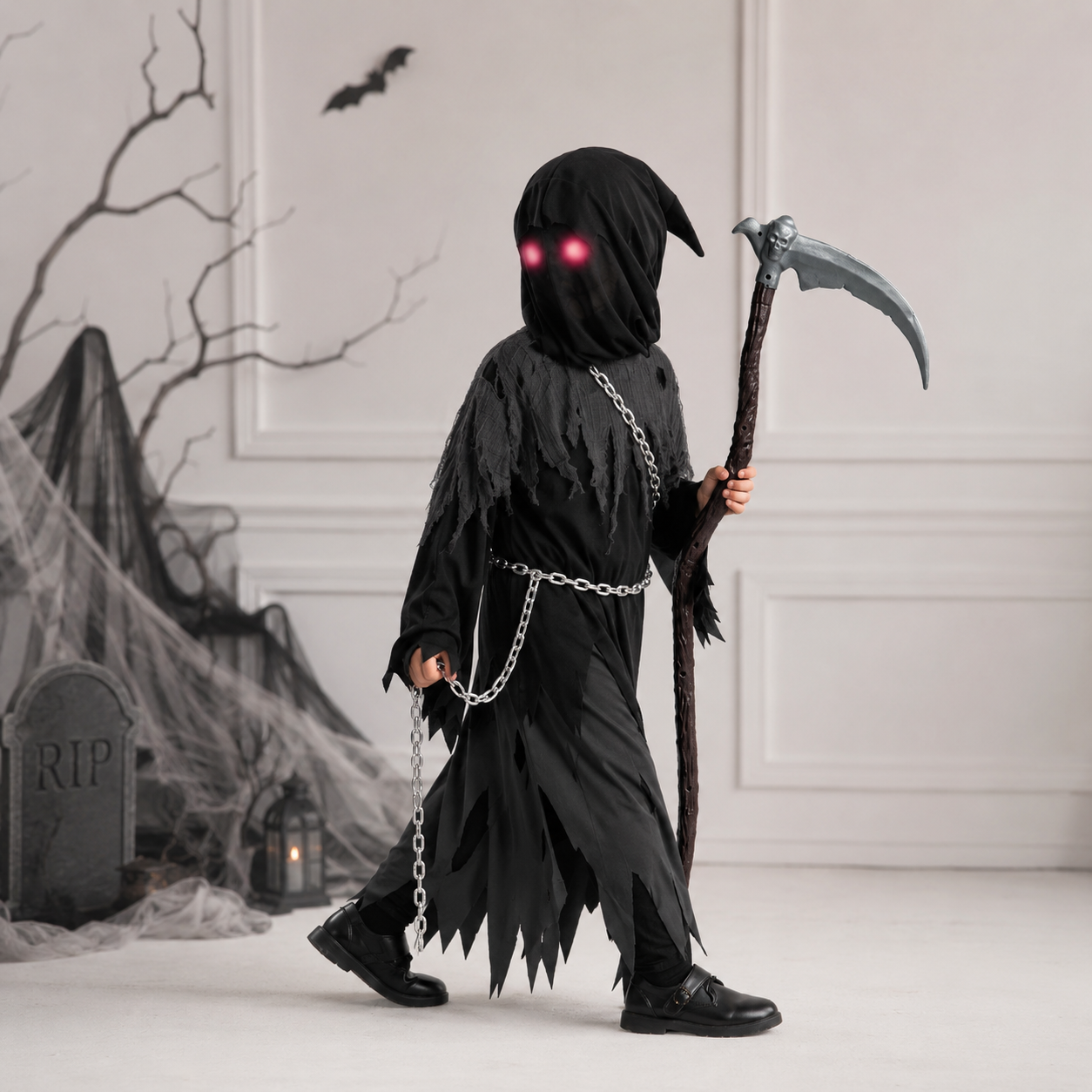 Halloween Grim Reaper Hooded Robe Costume Set – Spooky,
