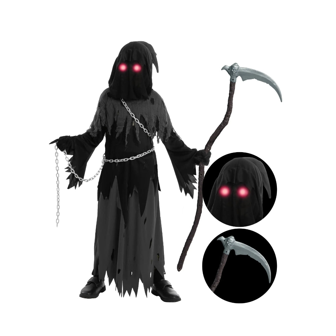 Halloween Grim Reaper Hooded Robe Costume Set – Spooky,