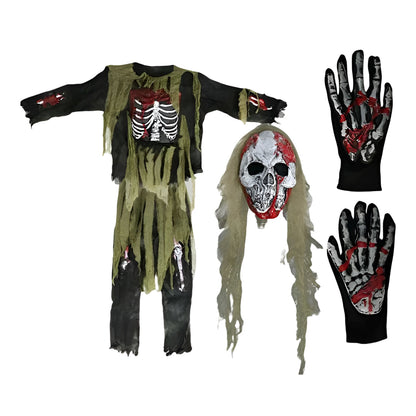 Halloween Skeleton Zombie Mask & Costume Set – Complete