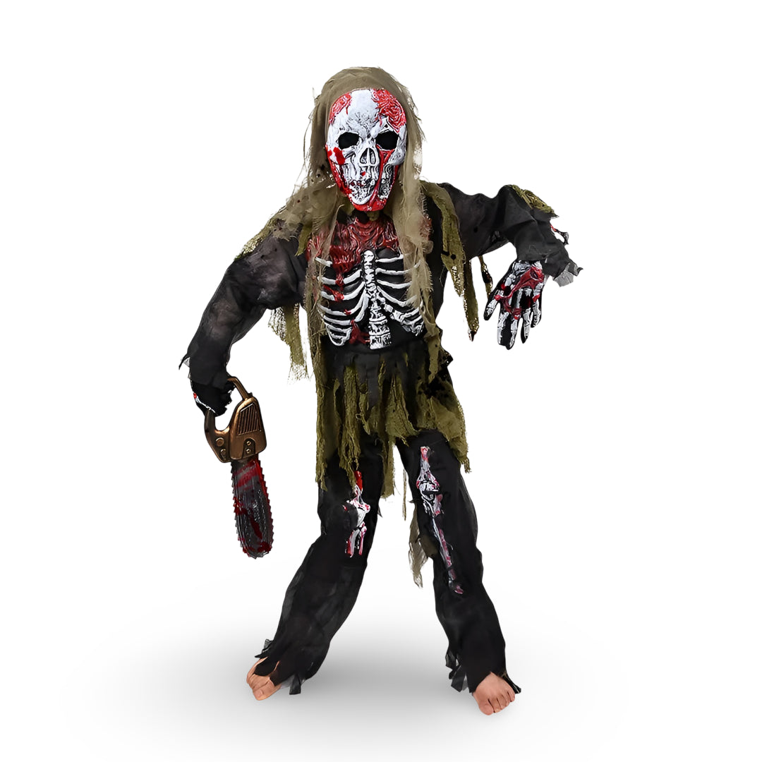 Halloween Skeleton Zombie Mask & Costume Set – Complete