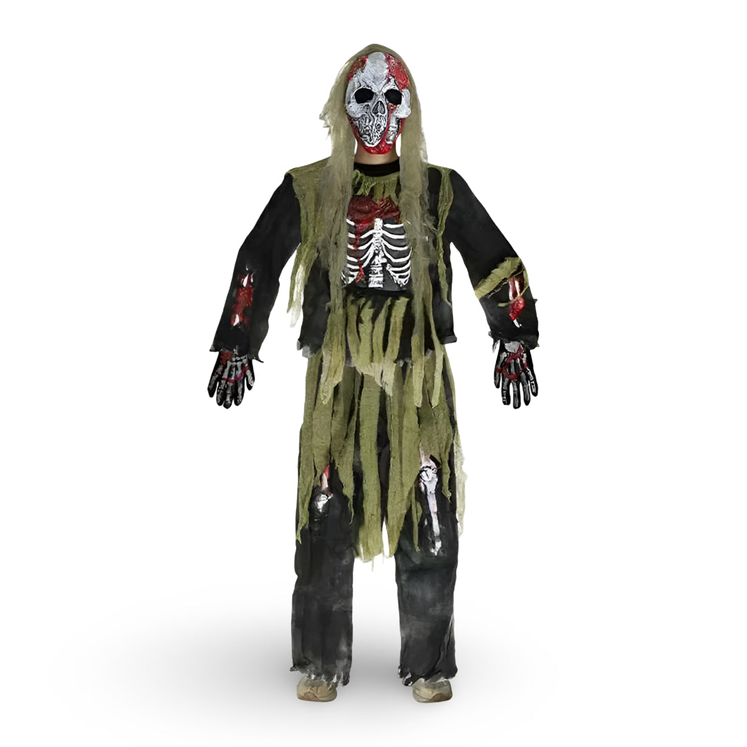 Halloween Skeleton Zombie Mask & Costume Set – Complete