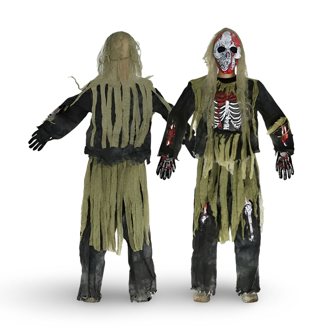 Halloween Skeleton Zombie Mask & Costume Set – Complete