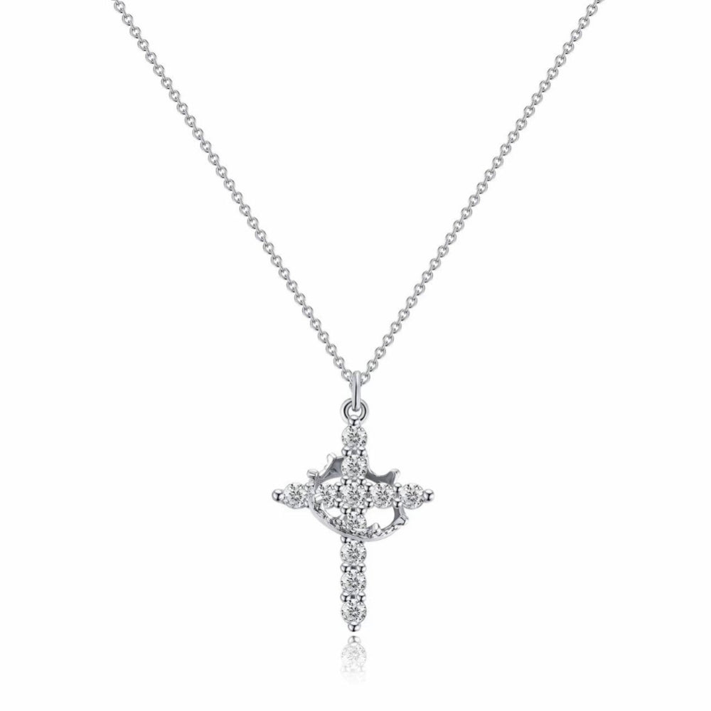 Crown Cross Pendant Necklace - Faith Jewelry Gift for Mother's Day