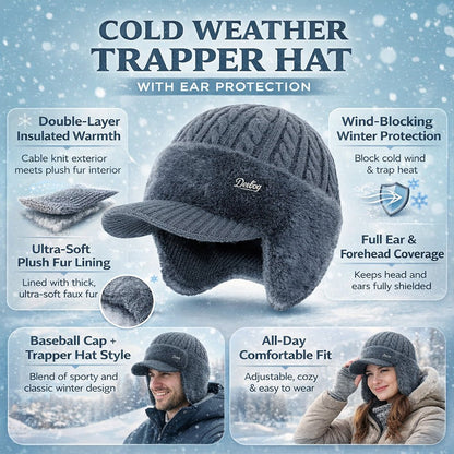 Fur-Lined Trapper Winter Hat with Windproof Ear Protection