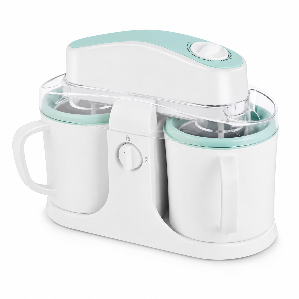 Countertop Dual-Bowl Ice Cream Maker for Homemade Frozen Desserts