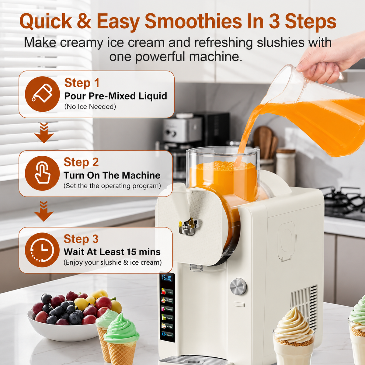 All-in-One Ice Cream Maker & Frozen Drink Slush Machine