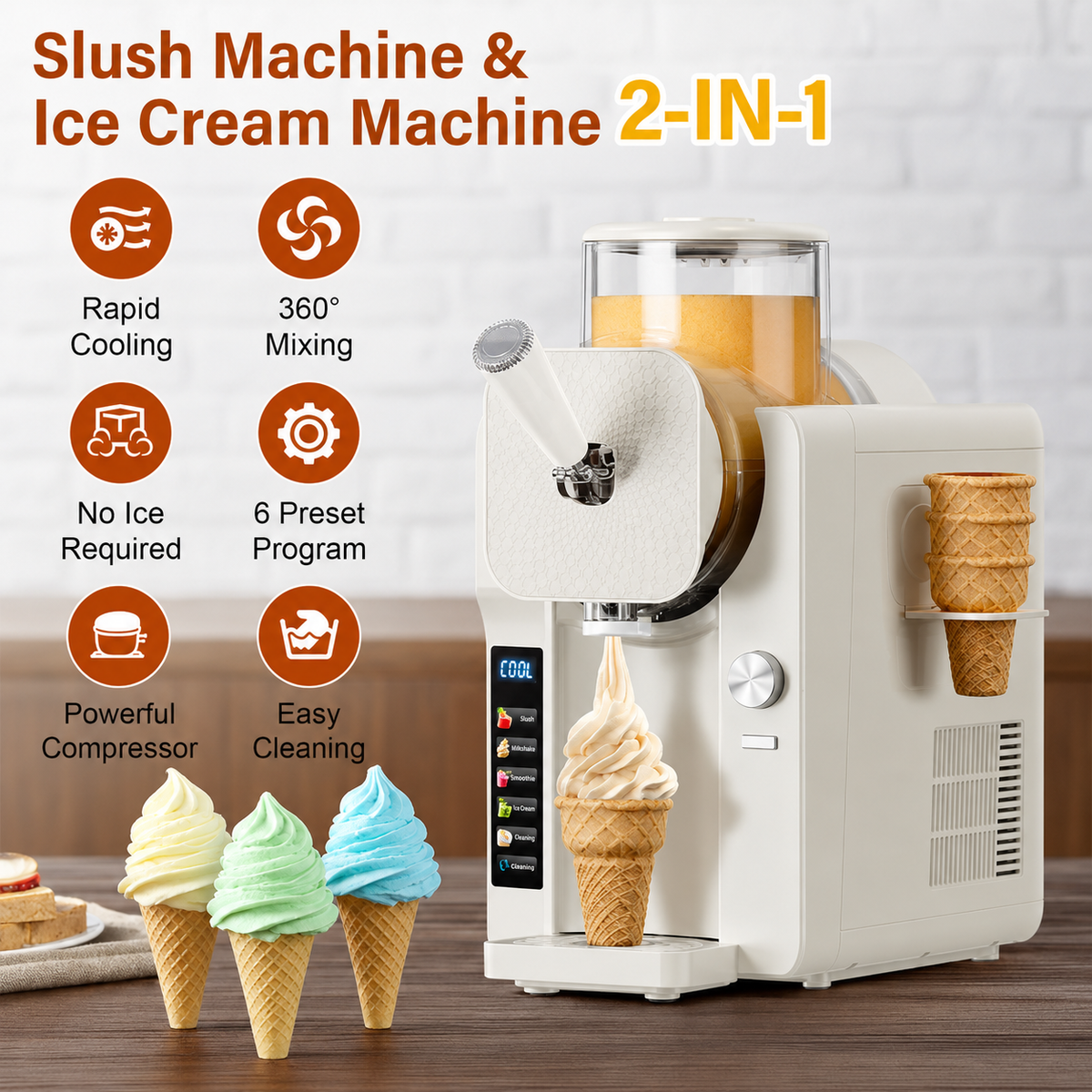 All-in-One Ice Cream Maker & Frozen Drink Slush Machine